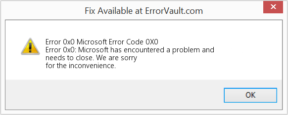 0x0 0x0 Code Error